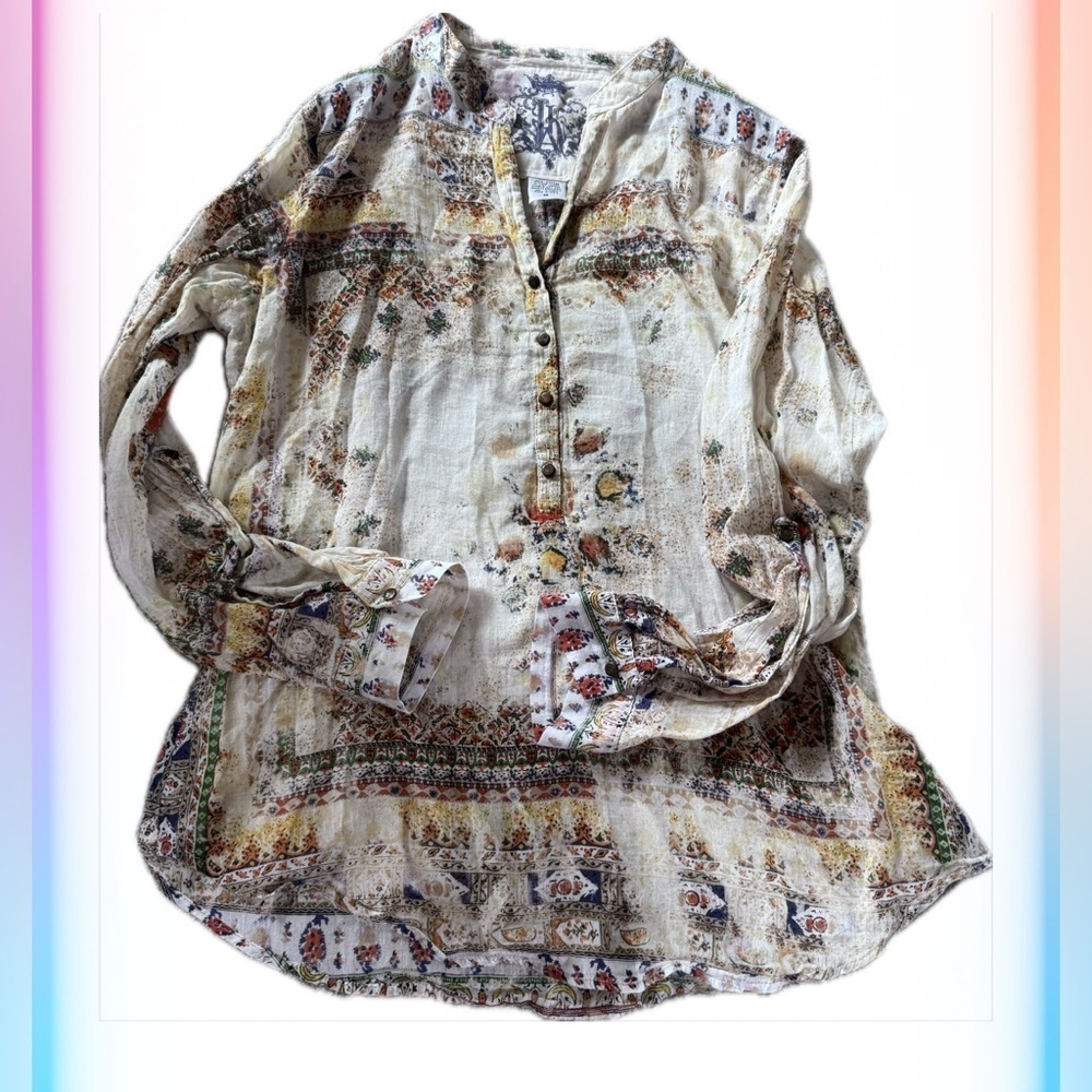 Floral Relaxed Buttoned Blouse with Mandarin Collar - Picture 2 of 15
